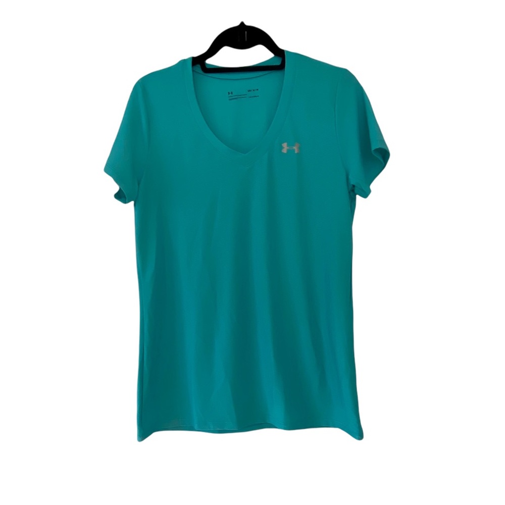 Under Armour Teal Green V-Neck Short Sleeve Loose Fit T-Shirt Medium NEW